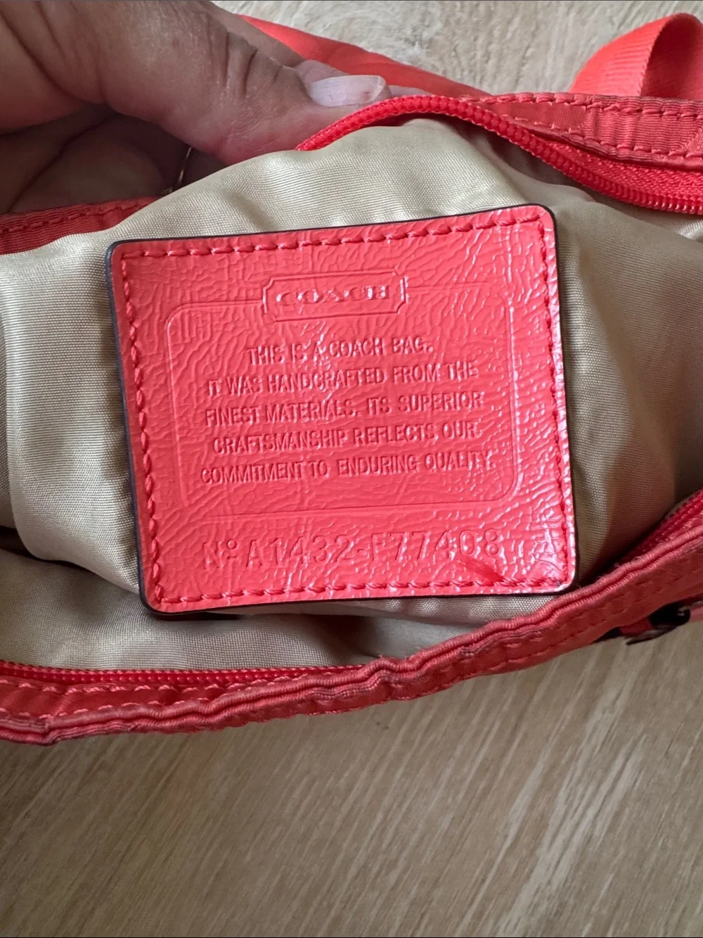 Coach Red Signature Nylon Crossbody Pouch